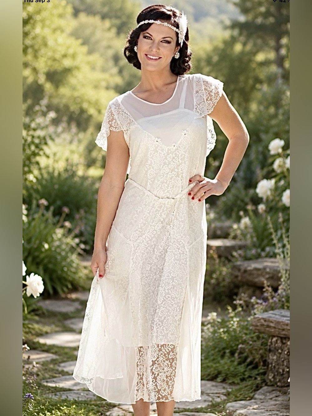 Antique 1941 Authentic Flapper Lace Wedding Dress